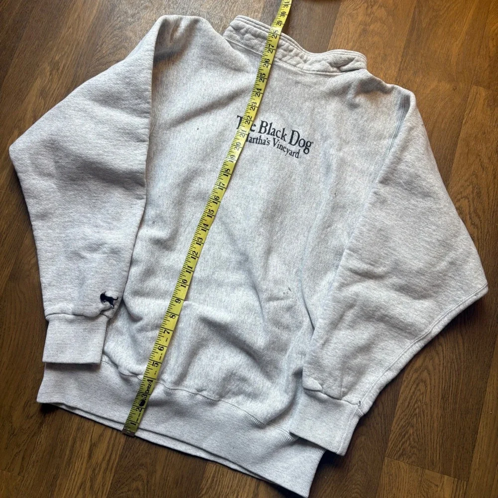 Vtg The Black Dog Marthas Vineyard Reverse Weave Mock Neck Drawstring Sweatshirt - Picture 6 of 7